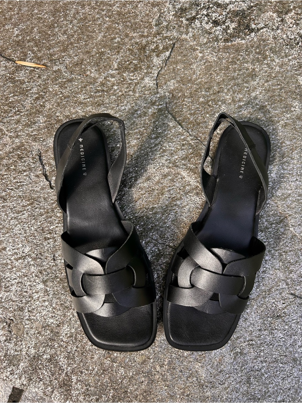 Black Braided Slingback Sandals - Medicinê (Women)
